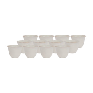 Royalford RF12826 12PC Bone China Cawa Cups 80ML| Premium White Espresso & Arabic Coffee Cups | Lightweight | Chip-Resistant | Microwave, Freezer & Dishwasher Safe