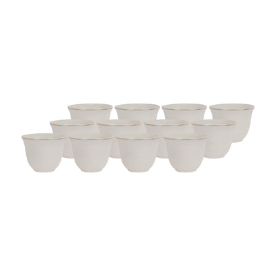 Royalford RF12826 12PC Bone China Cawa Cups 80ML| Premium White Espresso & Arabic Coffee Cups | Lightweight | Chip-Resistant | Microwave, Freezer & Dishwasher Safe