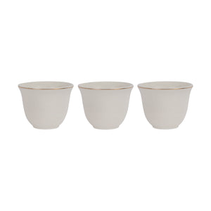 Royalford RF12826 12PC Bone China Cawa Cups 80ML| Premium White Espresso & Arabic Coffee Cups | Lightweight | Chip-Resistant | Microwave, Freezer & Dishwasher Safe