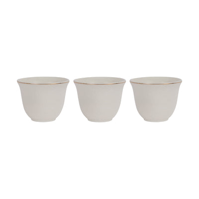 Royalford RF12826 12PC Bone China Cawa Cups 80ML| Premium White Espresso & Arabic Coffee Cups | Lightweight | Chip-Resistant | Microwave, Freezer & Dishwasher Safe