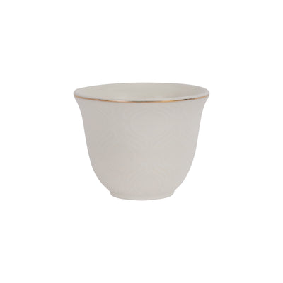 Royalford RF12826 12PC Bone China Cawa Cups 80ML| Premium White Espresso & Arabic Coffee Cups | Lightweight | Chip-Resistant | Microwave, Freezer & Dishwasher Safe