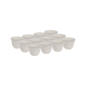 Royalford RF12827 Bone China Cawa Cups 12Pc Set | 80ML White Arabic Coffee & Tea Cups | Lightweight,  Chip Resistant, Microwave, Freezer & Dishwasher Safe Tableware