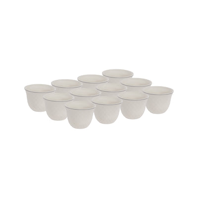 Royalford RF12827 Bone China Cawa Cups 12Pc Set | 80ML White Arabic Coffee & Tea Cups | Lightweight,  Chip Resistant, Microwave, Freezer & Dishwasher Safe Tableware