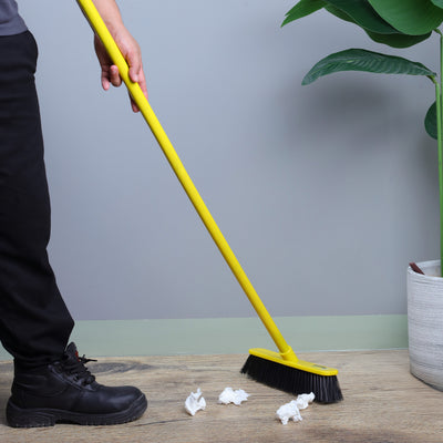 Royalford RF12834 RoyalBright Floor Broom| 29cm head, hard bristles & durable wooden handle| ergonomic design for precise & efficient multipurpose cleaning use|