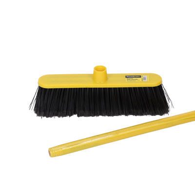 Royalford RF12835 Floor Broom| 29cm wide head, durable PP, PET & wooden handle| ergonomic grip, lightweight, ideal for floors, walls, ceilings & cobweb cleaning|