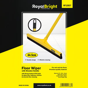 Royalford  RF12837 Floor Wiper 44.5cm| wooden handle & PVA blade for wet & dry cleaning| Durable design ensures efficient streak-free cleaning on, glass & floors|