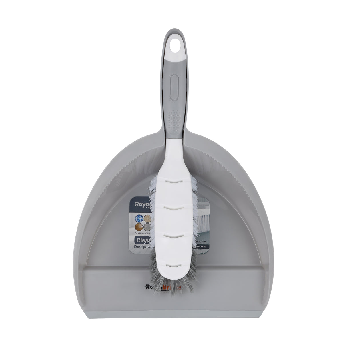 Royalford RF12840 CleanTech Dustpan and Brush Set | 23cm Durable Hand Broom | Plastic Dust Pan| Ergonomic Handle | Household Cleaning Tool for  Kitchen, Office & Home