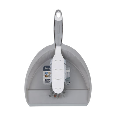 Royalford RF12840 CleanTech Dustpan and Brush Set | 23cm Durable Hand Broom | Plastic Dust Pan| Ergonomic Handle | Household Cleaning Tool for  Kitchen, Office & Home