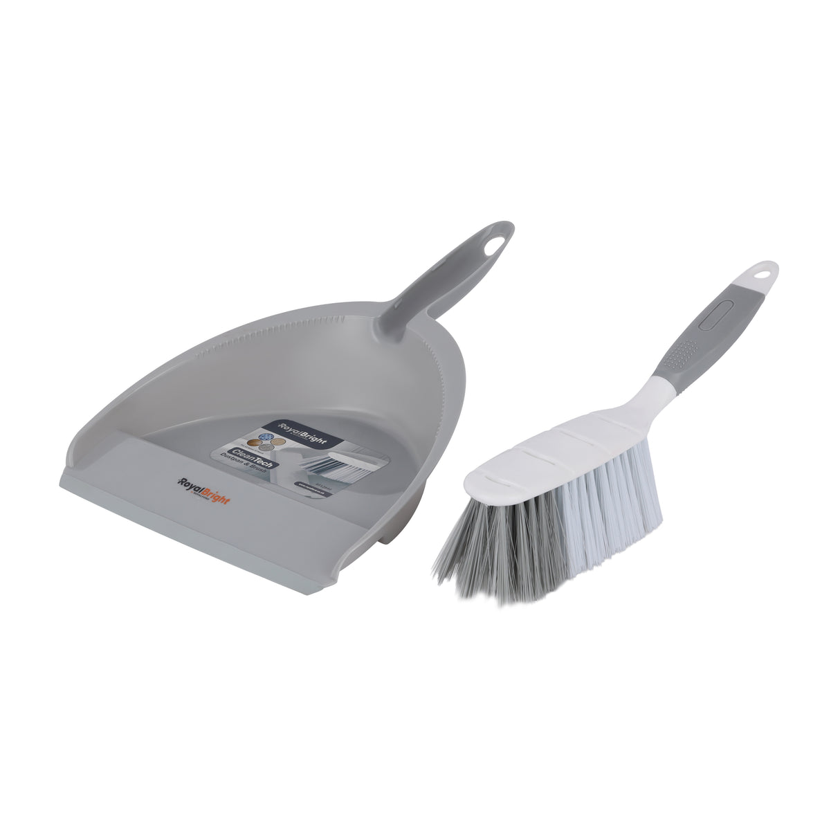 Royalford RF12840 CleanTech Dustpan and Brush Set | 23cm Durable Hand Broom | Plastic Dust Pan| Ergonomic Handle | Household Cleaning Tool for  Kitchen, Office & Home