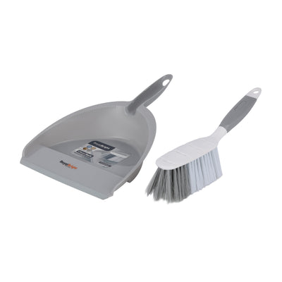 Royalford RF12840 CleanTech Dustpan and Brush Set | 23cm Durable Hand Broom | Plastic Dust Pan| Ergonomic Handle | Household Cleaning Tool for  Kitchen, Office & Home