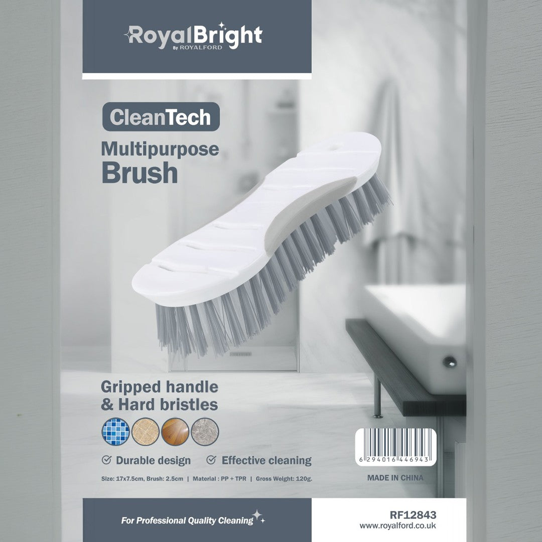 Royalford RF12843 Multipurpose Brush| hard bristles, ergonomic grip & durable PP+TPR construction| for deep cleaning tiles, floors, sinks, and kitchen surfaces|