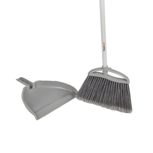 Royalford RF12854 CleanTech 33cm Dustpan & Broom Set | Durable Iron & Plastic Build | 130cm Long Handle | Multipurpose Floor,  Wall & Ceiling Cleaning Tool | Easy to Use