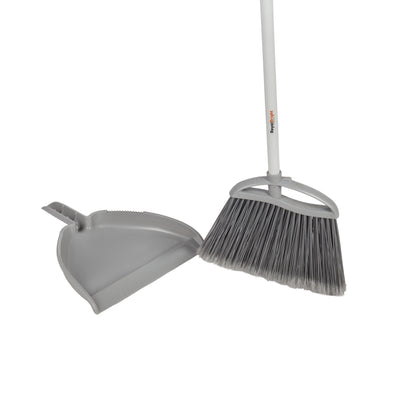 Royalford RF12854 CleanTech 33cm Dustpan & Broom Set | Durable Iron & Plastic Build | 130cm Long Handle | Multipurpose Floor,  Wall & Ceiling Cleaning Tool | Easy to Use
