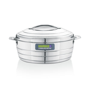Royalford RF12856 Insulated Hot Pot 1600ml | Double Wall Stainless Steel Casserole | Twist Lock Lid| PU Insulation| Durable Outer Body| Food Warmer for Home & Travel Use