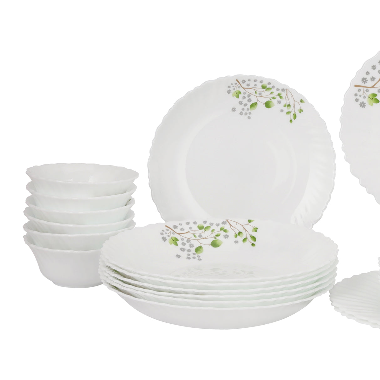 Royalford RF12881 Opalware Dinner Set 42 Pieces | Premium Lightweight Microwave & Dishwasher Safe Dinnerware Plates, Bowls & Spoons for Elegant Everyday Dining at Home