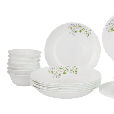 Royalford RF12881 Opalware Dinner Set 42 Pieces | Premium Lightweight Microwave & Dishwasher Safe Dinnerware Plates, Bowls & Spoons for Elegant Everyday Dining at Home