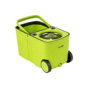 RoyalFord RF12883 CleanMax Spin Easy Mop with 26L bucket | 360° rotating microfiber mop, hands-free spin system, wheels, & durable stainless steel handle for cleaning.