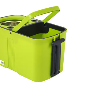 RoyalFord RF12883 CleanMax Spin Easy Mop with 26L bucket | 360° rotating microfiber mop, hands-free spin system, wheels, & durable stainless steel handle for cleaning.