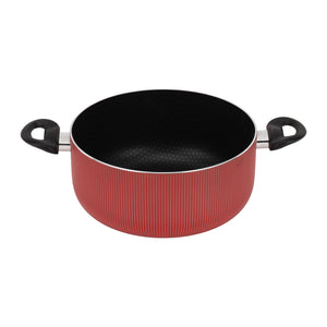 Royalford RF12888 22cm Scarlet Honeycomb Casserole with Lid| Premium Non-Stick Cooking Pot |Tempered Glass Lid| Ergonomic Heat-Resistant Handles for Effortless Cooking