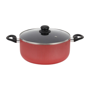 RoyalFord RF12890 Scarlet Honeycomb 26cm Casserole with Lid | Non-Stick Granite Coating |  Durable Aluminium Cookware with Glass Lid | Easy To Clean Kitchen Pot