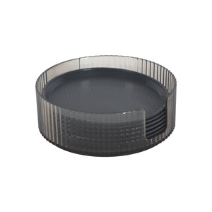 Royalford RF12899 Acrylic Tea Coasters Set of 6 with Holder | Durable Drink Coasters for Table Protection | Non Slip, Easy Clean Round Coaster Set for Home & Office
