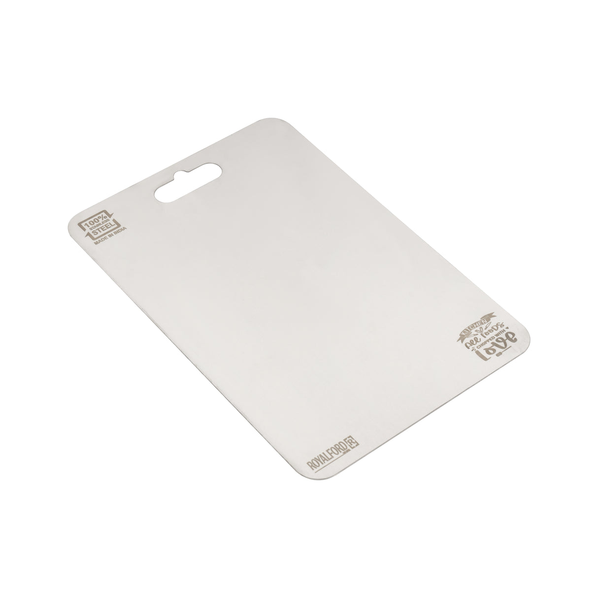 Royalford RF12900 Stainless Steel Chopping Board 31x21cm | Food-Grade BPA-Free Cutting Board | Durable, Scratch-Resistant, Hygienic & Easy to Clean Kitchen Prep Board
