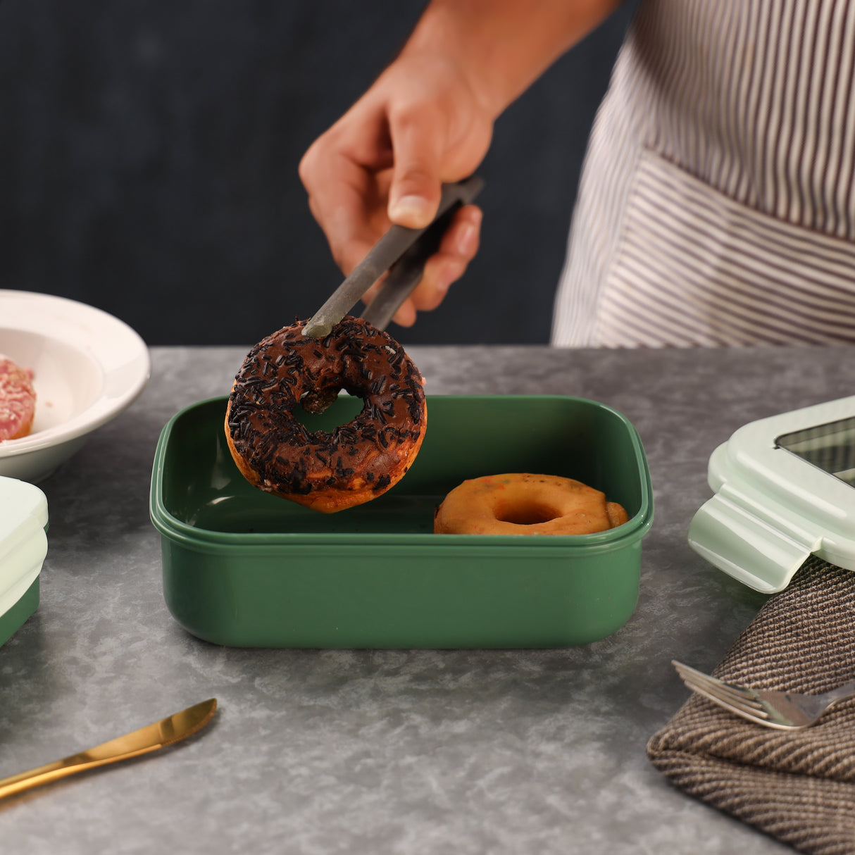 Royalford RF12905 Lunch Box with Spoon & Fork| Airtight, BPA Free, 700ml + 200ml Food & Container| Dual Compartment, Leak Resistant & Durable Compact Lunch Storage|