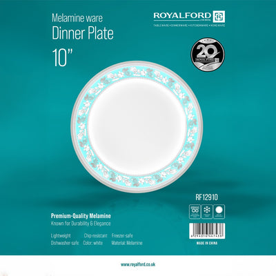 Royalford RF12910  10" Melamine Dinner Plate| durable, lightweight & chip-resistant build| floral design, and dishwasher and freezer safe use for daily dining|