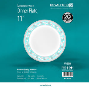 Royalford RF12911 11" Melamine Dinner Plate | chip-resistant floral design with lightweight | dishwasher & freezer safe, ideal for daily dining and serving use|