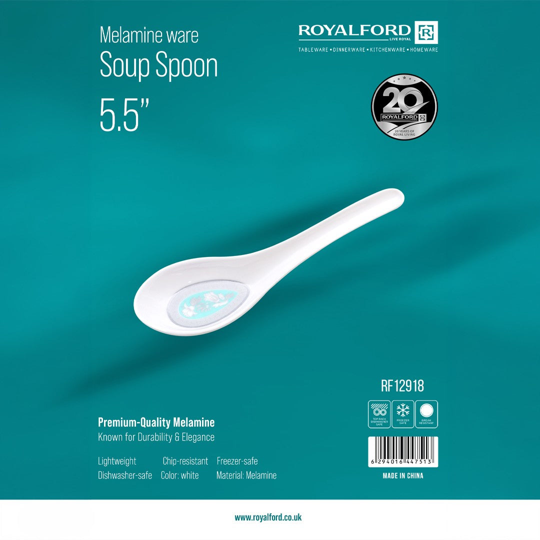 RoyalFord RF12918 Melamine Soup Spoon | 5.5 Inch | Lightweight, Chip Resistant,  Durable Dishwasher & Freezer Safe Serving Spoon for Soup, Curry &  Dining Kitchen Use