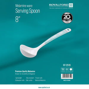 RoyalFord RF12919 Melamine Serving Spoon | 8 Inch | Lightweight,  Chip Resistant, Durable , Dishwasher &  Freezer Safe Serving Spoon | Perfect for Serving Rice & Curry