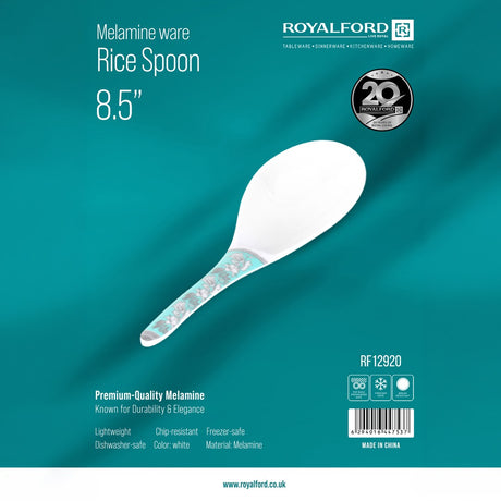 RoyalFord RF12920 Melamine Rice Spoon | 8.5 Inch | Lightweight,  Chip Resistant, Durable Break Resistant Dishwasher & Freezer Safe Serving Spoon for Rice & Biryani