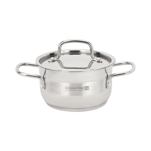 Royalford RF12925 Stainless Steel Cookware Set 9 PCS with Lids | Induction Compatible | Extra-Thick Multi-Layer Base Cooking Pots, Casseroles & Frypan For Daily Use