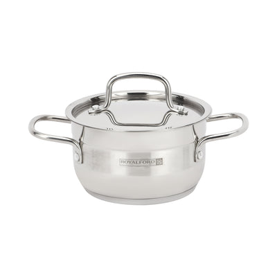 Royalford RF12925 Stainless Steel Cookware Set 9 PCS with Lids | Induction Compatible | Extra-Thick Multi-Layer Base Cooking Pots, Casseroles & Frypan For Daily Use