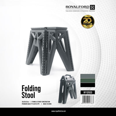 Royalford RF12933 Folding Stool |  Strong & Sturdy PP Plastic Construction | Portable Foldable Step Stool with Handle | Perfect for Home, Kitchen, Office & Outdoor Use