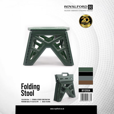 Royalford RF12934 Folding Stool 18.5x20x23cm | Strong & Sturdy PP Plastic Portable Step Stool |Foldable Design | Carry Handle for Home, Kitchen, Bathroom & Outdoor Use