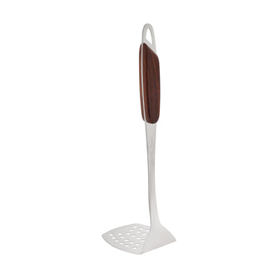 Royalford RF12949 Stainless Steel Potato Masher| ergonomic wooden finish handle & durable rust-resistant design| ideal for smooth, lump-free mashing and easy cleaning|