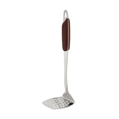 Royalford RF12949 Stainless Steel Potato Masher| ergonomic wooden finish handle & durable rust-resistant design| ideal for smooth, lump-free mashing and easy cleaning|