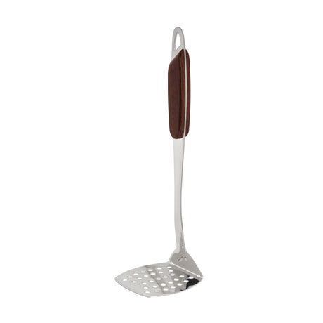 Royalford RF12949 Stainless Steel Potato Masher| ergonomic wooden finish handle & durable rust-resistant design| ideal for smooth, lump-free mashing and easy cleaning|