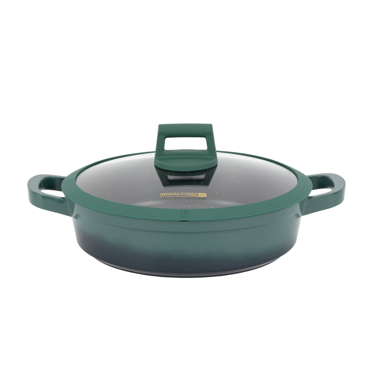 Royalford RF12950  12 Pcs Die-Cast Cookware Set | Premium Granite Coated Non-Stick Induction Ready Casseroles with Glass Lids, Silicone Pot Holders & 6 Layer Build