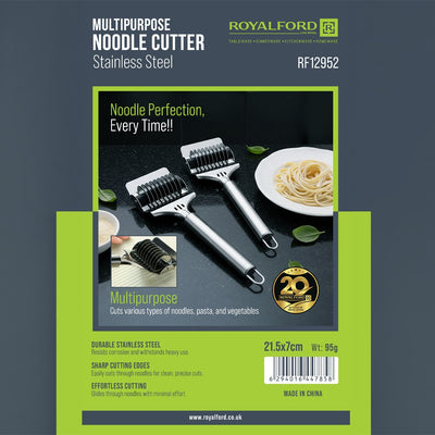 Royalford RF12952 Multipurpose Noodle Cutter| durable stainless steel blades, ergonomic handle| sharp edges for effortlessly cutting noodles, pasta & vegetables|