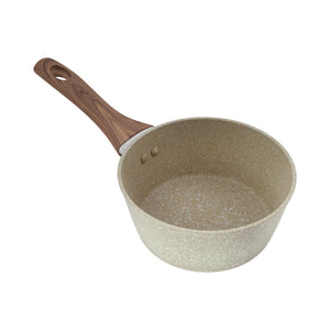 RoyalFord RF12956 Saucepan with Steamer | Non-Stick Aluminium Granite Coated Cooking Pot with Glass Lid | Wooden Handle |  Heat Resistant Multipurpose Kitchen Cookware