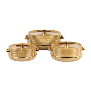 Royalford Woodland RF12965 Insulated Hot Pot 3-Piece Set | Stainless Steel Inner | PU Insulation | Keeps Food Hot & Fresh for Longer | Ideal for curries, rice & hot meals