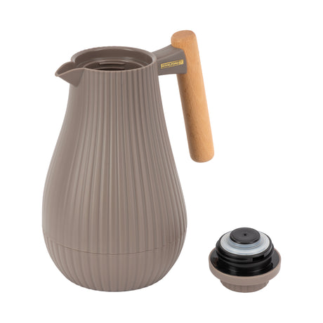 Royalford RF12970 1000ml Insula Vacuum Flask | Wooden Handle| Pink Glass Inner| 20 Hours Hot & 24 Hours Cold| BPA Free| Leak Resistant| Durable PP Body| 33.5oz Capacity