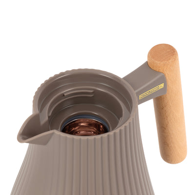 Royalford RF12970 1000ml Insula Vacuum Flask | Wooden Handle| Pink Glass Inner| 20 Hours Hot & 24 Hours Cold| BPA Free| Leak Resistant| Durable PP Body| 33.5oz Capacity
