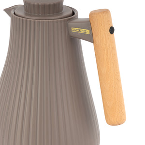 Royalford RF12970 1000ml Insula Vacuum Flask | Wooden Handle| Pink Glass Inner| 20 Hours Hot & 24 Hours Cold| BPA Free| Leak Resistant| Durable PP Body| 33.5oz Capacity