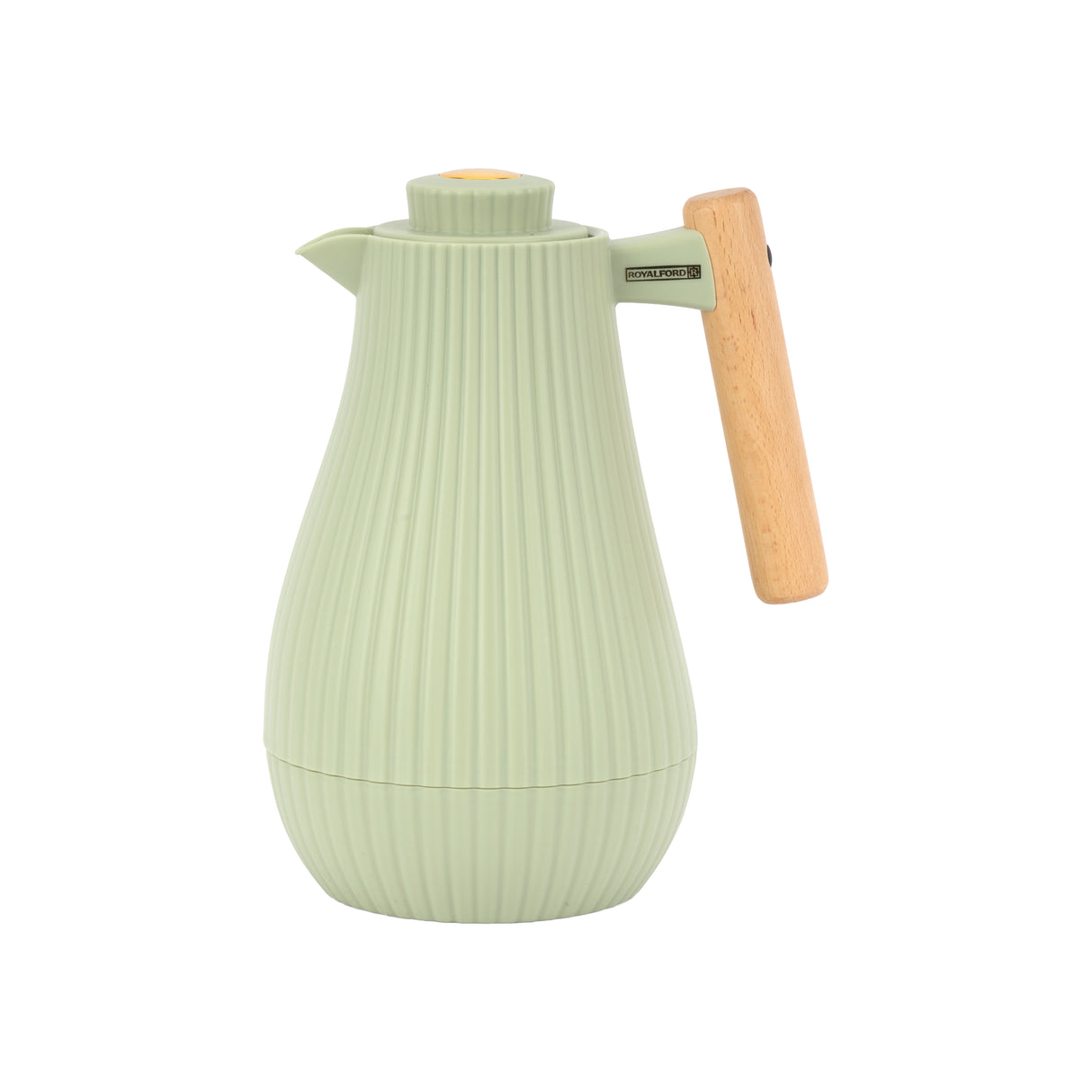 Royalford RF12971 1000ml Insula Vacuum Flask Green | Wooden Handle | Pink Glass Inner | 20 Hours Hot & 24 Hours Cold | BPA Free | Leak Resistant | Durable PP Body