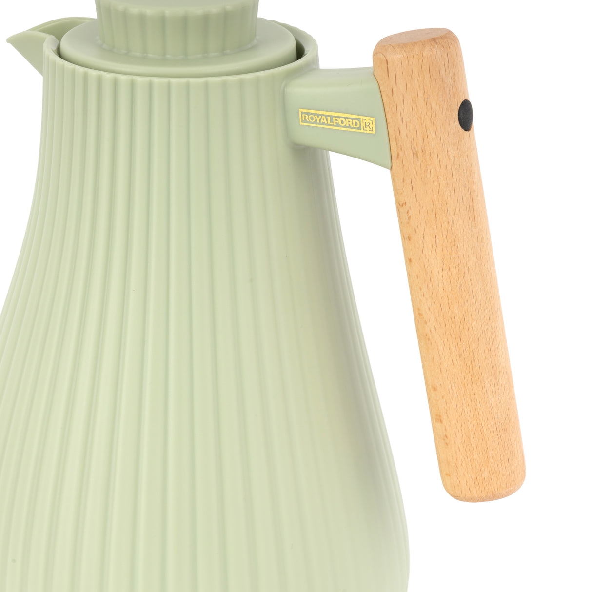 Royalford RF12971 1000ml Insula Vacuum Flask Green | Wooden Handle | Pink Glass Inner | 20 Hours Hot & 24 Hours Cold | BPA Free | Leak Resistant | Durable PP Body