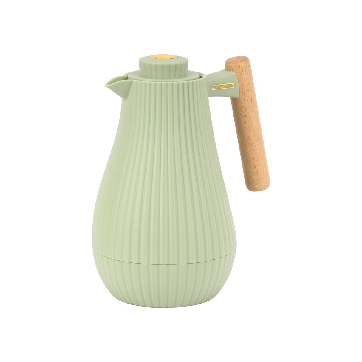 Royalford RF12971 1000ml Insula Vacuum Flask Green | Wooden Handle | Pink Glass Inner | 20 Hours Hot & 24 Hours Cold | BPA Free | Leak Resistant | Durable PP Body
