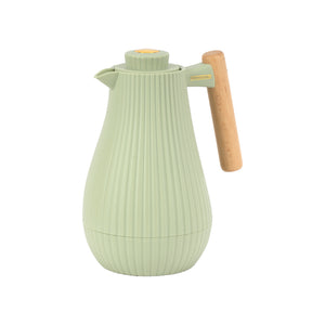Royalford RF12971 1000ml Insula Vacuum Flask Green | Wooden Handle | Pink Glass Inner | 20 Hours Hot & 24 Hours Cold | BPA Free | Leak Resistant | Durable PP Body